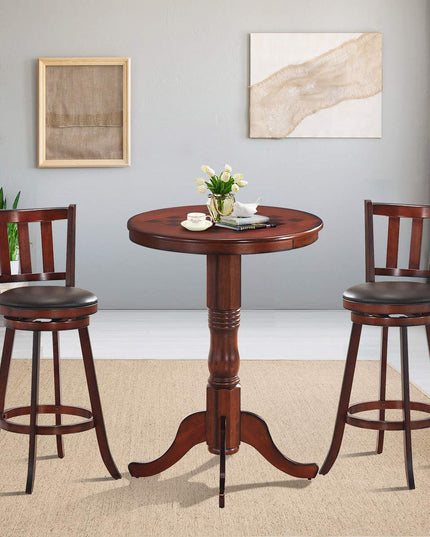 Giantex Table 30" D X 41.5" H Wooden Round Pub Pedestal Side Table W/Chessboard