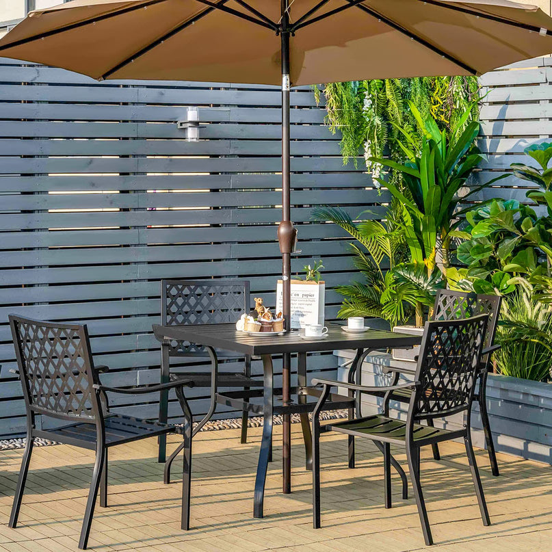 Giantex 5 Piece Patio Dining Set, Outdoor Dining Table W/ 4 Stackable Chairs