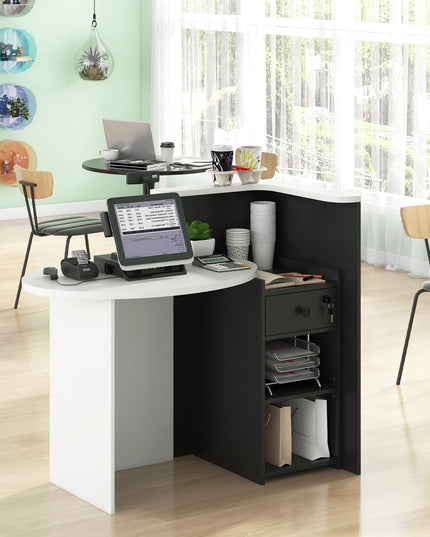 Giantex Front Counter Desk with Lockable Drawer for Office Beauty Salon