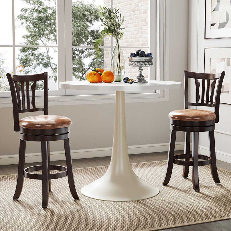 Giantex Swivel Bar Stools Set of 2/4 26"/30" Upholstered Counter Height Bar Chairs with Back