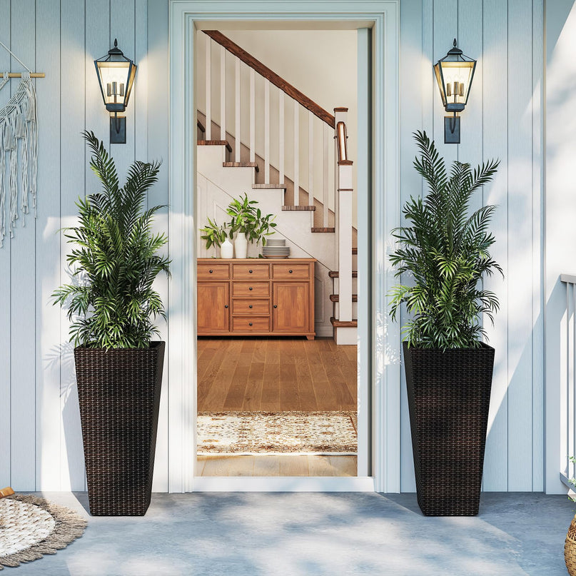 Giantex Set of 2 Outdoor Wicker Flower Pot