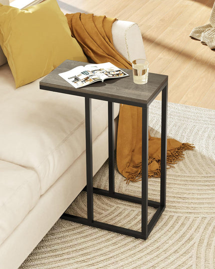 Giantex C Shaped End Table, Small Side Table for Sofa, Couch Table That Slide Under with Metal Frame
