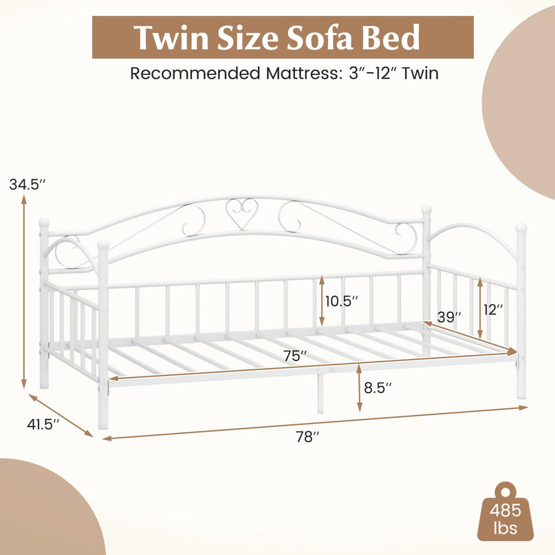 Giantex Metal Twin Daybed Modern Sofa Day Bed