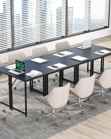 Giantex 6.5 FT Small Conference Table, 2 PCS 40" x 19.5" Rectangular Meeting Table with Heavy-Duty Metal Frame