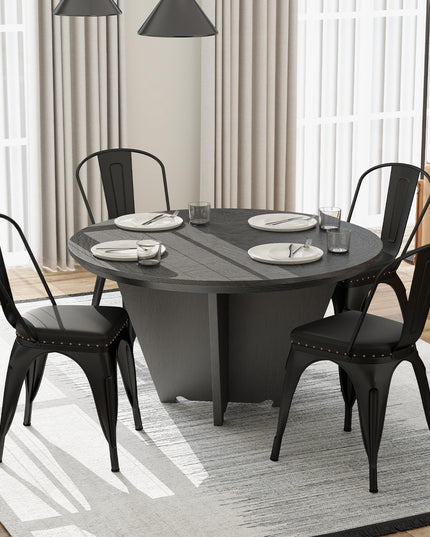 Giantex Metal Dining Chairs Set of 4 with Detachable Backrest & PU Leather Padded Seat