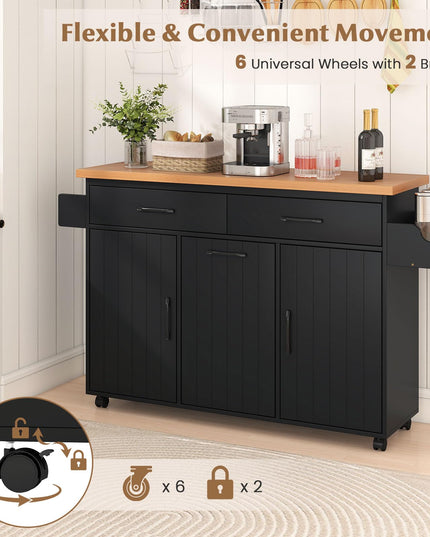Giantex Kitchen Island w/Trash Bag Storage