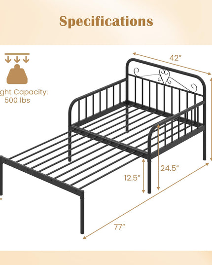 Giantex Metal Twin Bed Frame, Convertible Sofa Bed with Headboard & Armrests, Pull-Out Sleeper Chair Bed