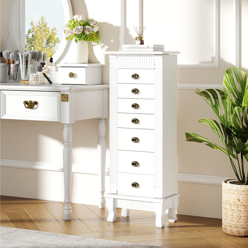 Giantex Standing Jewelry Cabinet with 7 Drawers