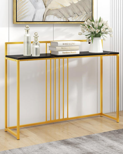 Giantex 47" Entryway Console Table - Narrow Hallway Table w/Sturdy Gold Metal Frame, Anti-Tipping Kits