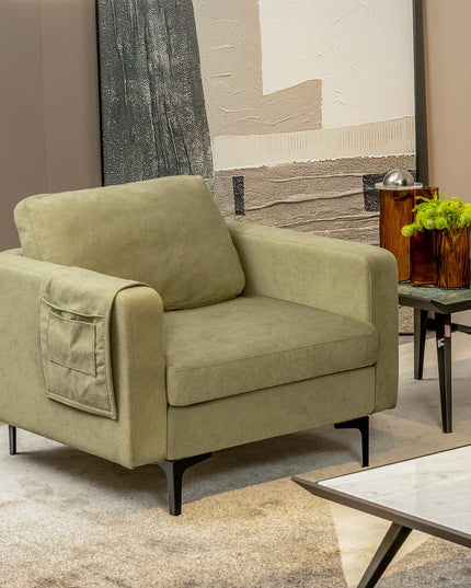 Giantex Modern Accent Chair w/Comfy Thick Cushion, Magazine Pockets