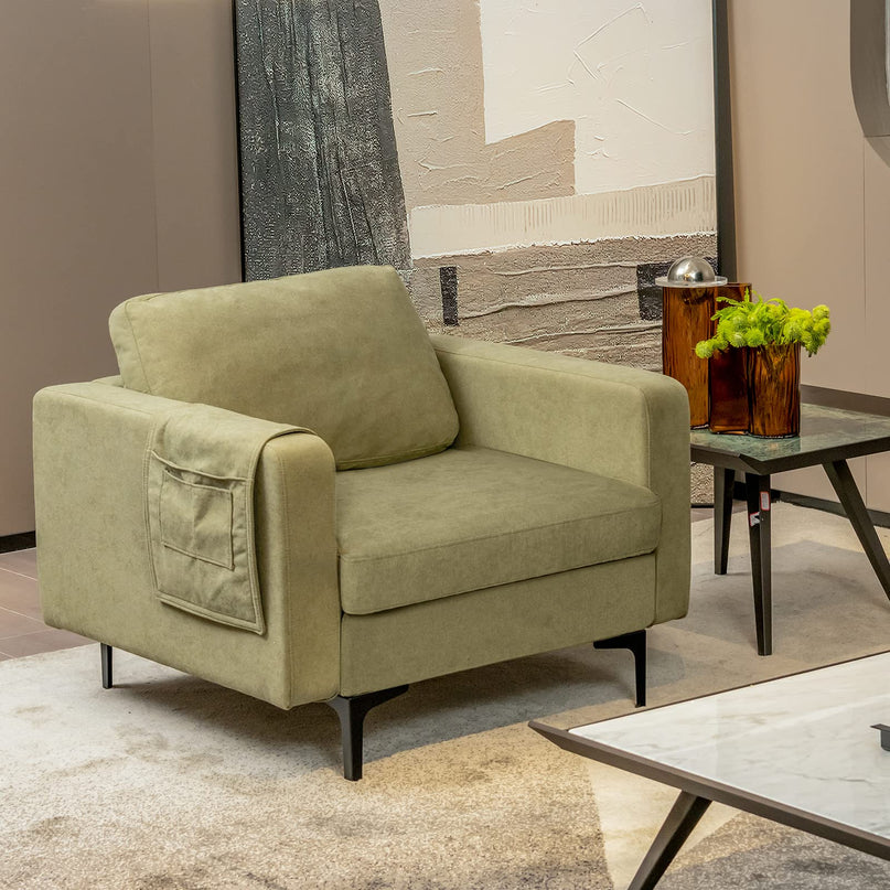 Giantex Modern Accent Chair w/Comfy Thick Cushion, Magazine Pockets