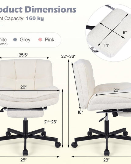 GIANTEX 26" Wide Seat Low Back Criss Cross Office Chair w/Footrest