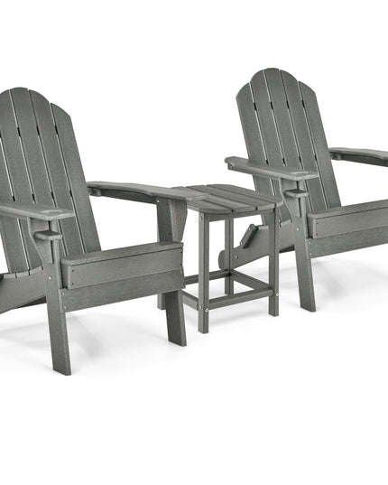 Folding Adirondack Chair with Side Table, Outdoor Adirondack Chair w/Cup Holder