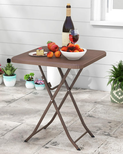 Giantex 23.5" Square Folding Table, HDPE Foldable Patio Bistro Table for 2-4, Indoor Outdoor Use