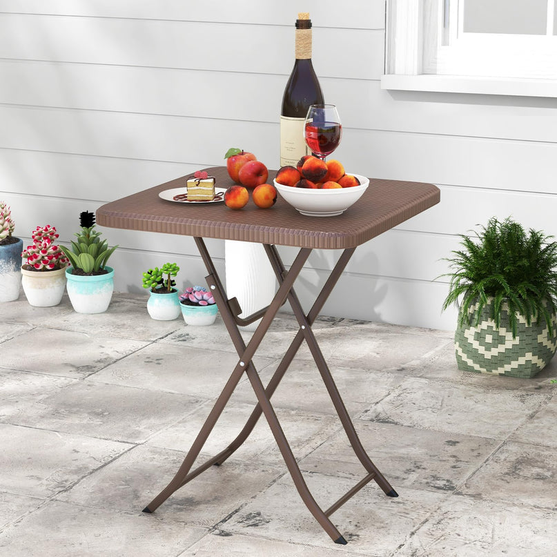 Giantex 23.5" Square Folding Table, HDPE Foldable Patio Bistro Table for 2-4, Indoor Outdoor Use