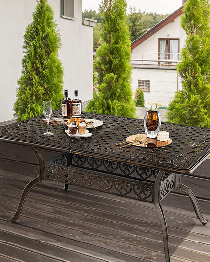 Giantex Patio Dining Table, Cast Aluminum Outdoor Table for 6 or 8 Persons, Heavy-Duty Structure