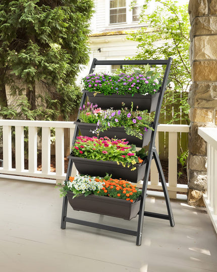 Giantex 2 Pcs 4.1FT Vertical Raised Garden Bed, 4-Tier Elevated Planter Box