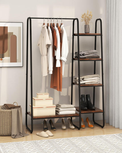 Giantex Clothes Rack with Shelves, Industrial Garment Rack with 5-Tier Shelves