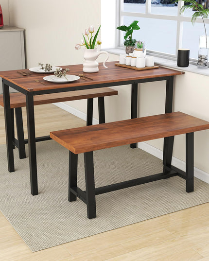 Giantex 40” Wood Dining Bench, 2 Person Entryway Shoe Bench with Metal Frame, Rectangular End of Bed Bench