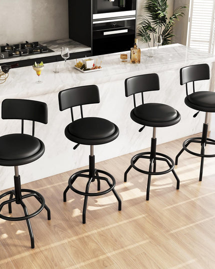 Giantex Swivel Bar Stools Set of 1/2/3/4, 24.5"-29" Height Adjustable Counter Height Chairs w/Back