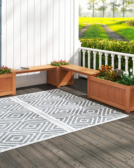 Giantex 3-in-1 Outdoor Bench with Large Raised Beds & 2 Planter Boxes