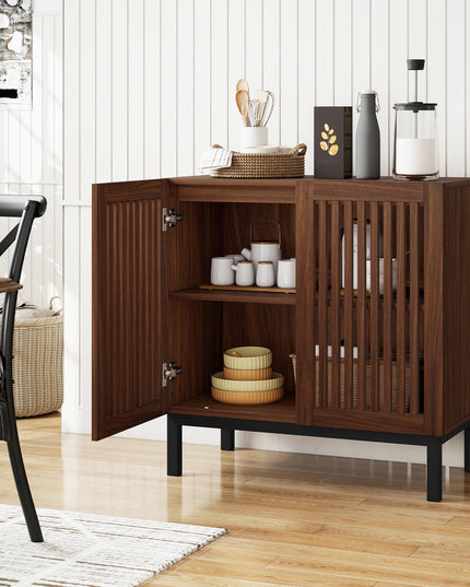 Giantex 32" Farmhouse Sideboard Buffet Cabinet with Slatted Doors