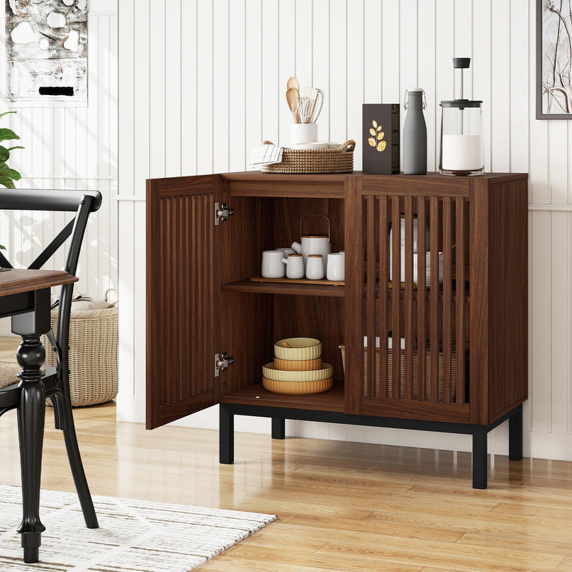 Buffet de cuisine bahut de ferme Giantex de 81 cm avec portes à lattes