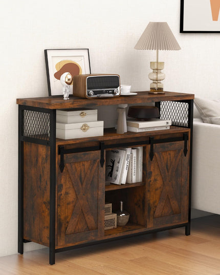 Giantex Buffet Cabinet with Storage, Farmhouse Coffee Bar Cabinet w/ 3-Level Adjustable Shelves