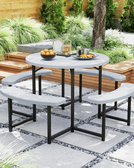 Giantex Picnic Table Bench Set for 4-8 Person(Round)