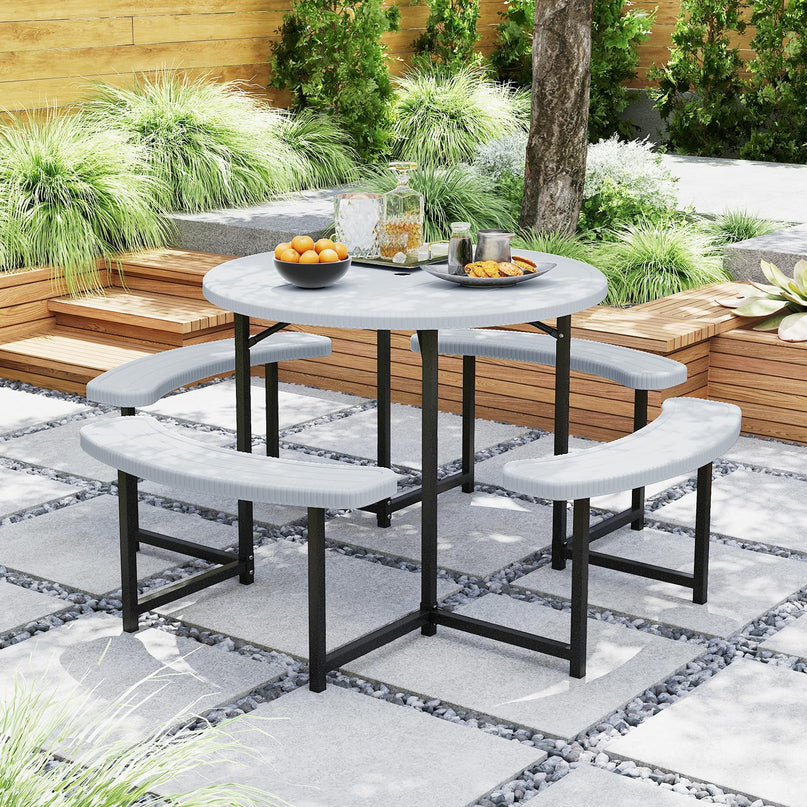 Giantex Picnic Table Bench Set for 4-8 Person(Round)