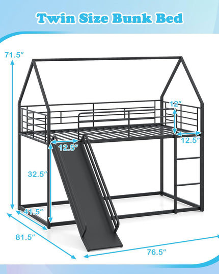 Giantex Twin Over Twin Bunk Bed with Slide & Ladder