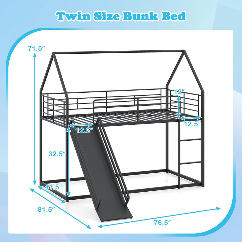 Giantex Twin Over Twin Bunk Bed with Slide & Ladder