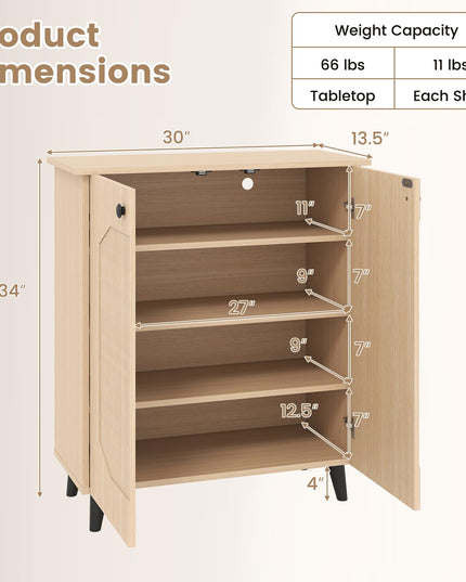 GIANTEX Geometric Shoe Cabinet with 2 Doors