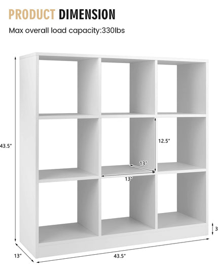 Giantex 9-Cube Bookcase White - 4-Tier Freestanding Open Bookshelf