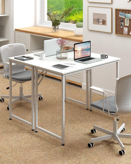 Giantex 6.5 FT Small Conference Table, 2 PCS 40" x 19.5" Rectangular Meeting Table with Heavy-Duty Metal Frame