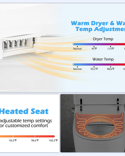 Giantex Smart Toilet with Bidet Built In, Bidet Toilet with Heat, Dryer, Night Light, Auto Open/Close