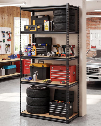 Giantex 5-Tier Metal Storage Shelves(1/2/3/4,36" W x 18" D x 72" H)
