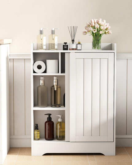 Giantex Bathroom Floor Cabinet w/2 Sliding Doors & Adjustable Shelves