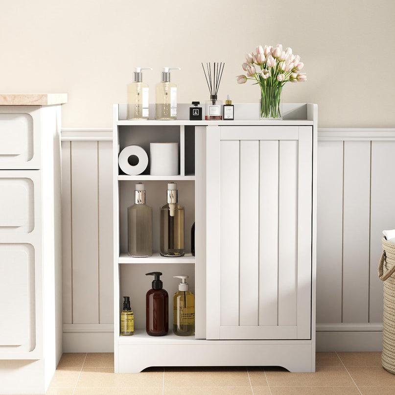 Giantex Bathroom Floor Cabinet w/2 Sliding Doors & Adjustable Shelves