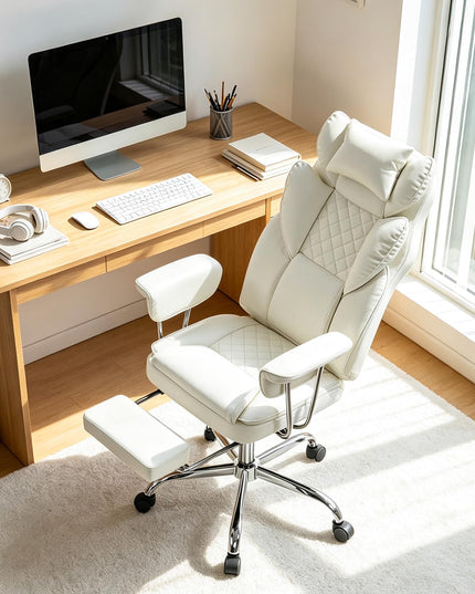 GIANTEX Big and Tall Office Chair with Footrest & Pocket Spring Seat