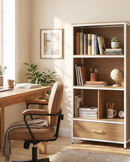 Giantex 56" Tall Bookcase with Drawer 5-Tier Bookshelf