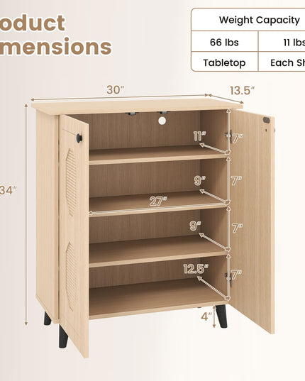 GIANTEX Geometric Shoe Cabinet with 2/3 Doors for Entryway