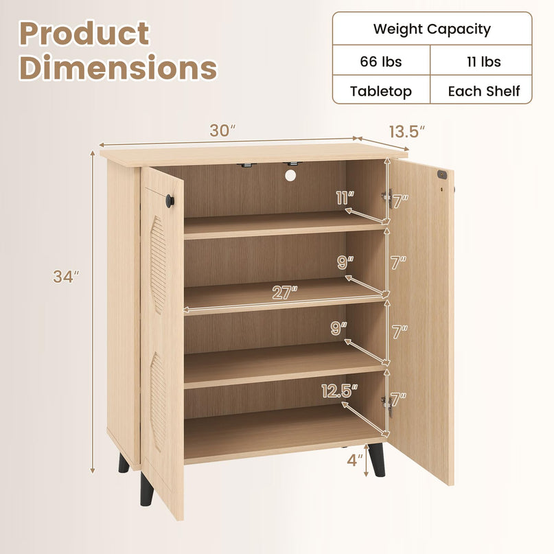 GIANTEX Geometric Shoe Cabinet with 2/3 Doors for Entryway