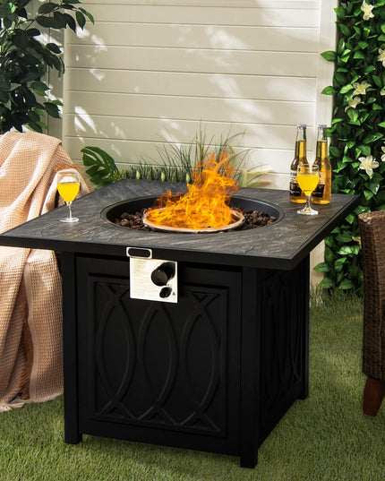 Giantex Outside Propane Fire Pit - 50,000 BTU/14.65KW Fire Pit Table, 32 Inch, Black