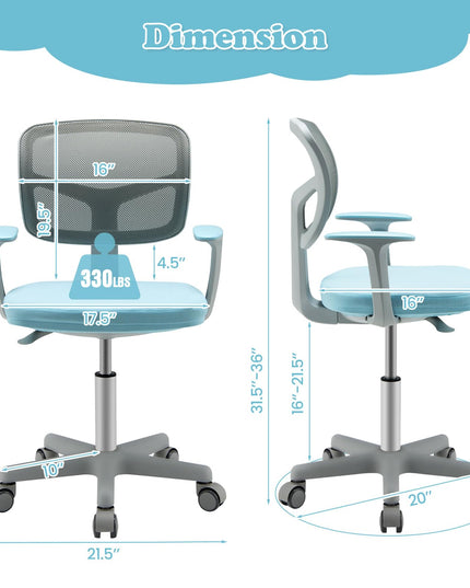 Giantex Adjustable Desk Chair with Auto Brake Casters for Kids