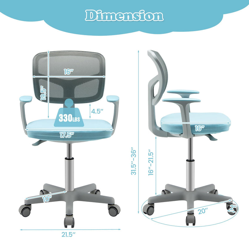 Giantex Adjustable Desk Chair with Auto Brake Casters for Kids