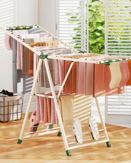 Giantex Clothes Drying Rack, Foldable Metal Laundry Drying Rack（64"L x 39"-62"H）