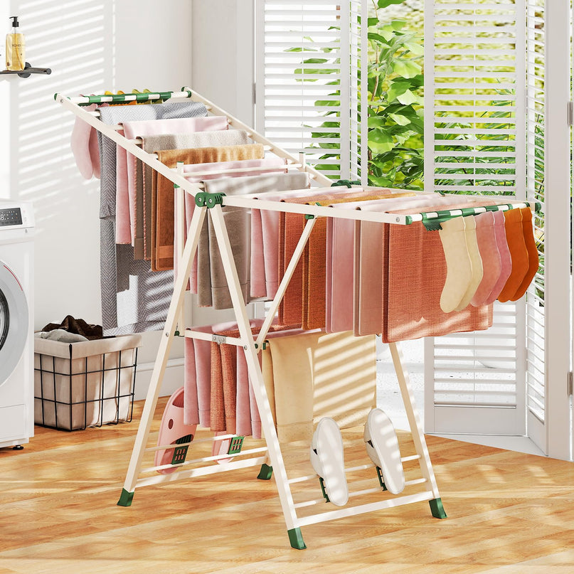Giantex Séchoir à Linge, Séchoir à Linge Pliable en Métal (162 cm L x 99-157 cm H)