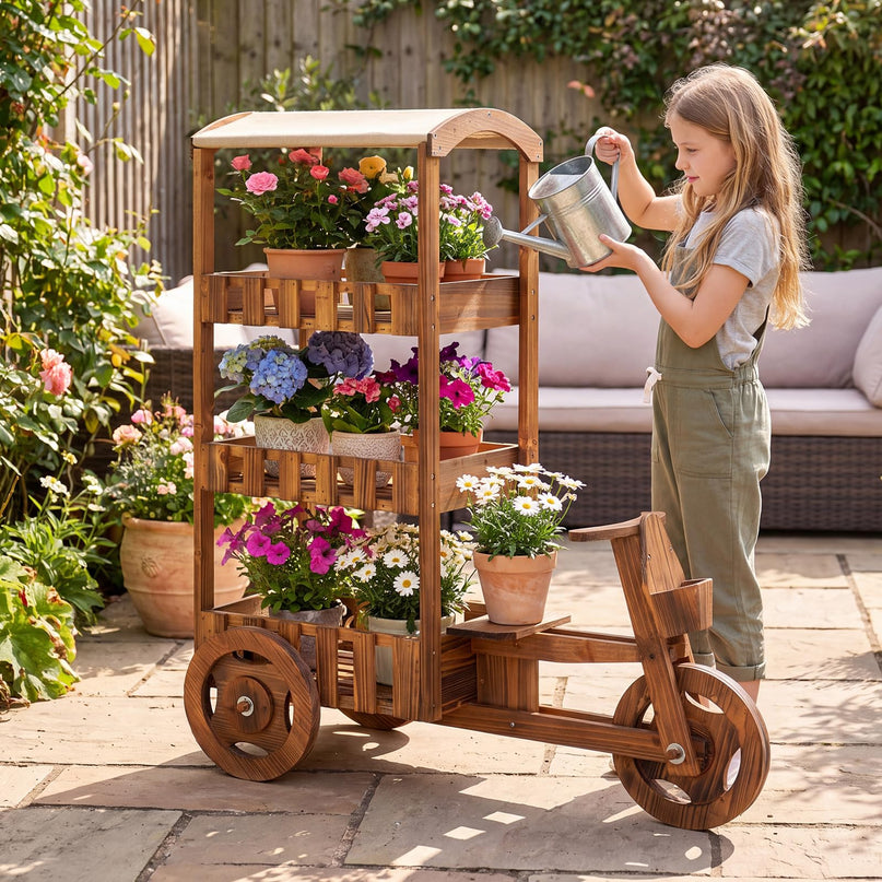 GIANTEX 3-Tier Tricycle Plant Stand with Canopy