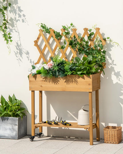 Giantex Raised Garden Bed on Wheels, Rolling Planter Boxes with Trelli